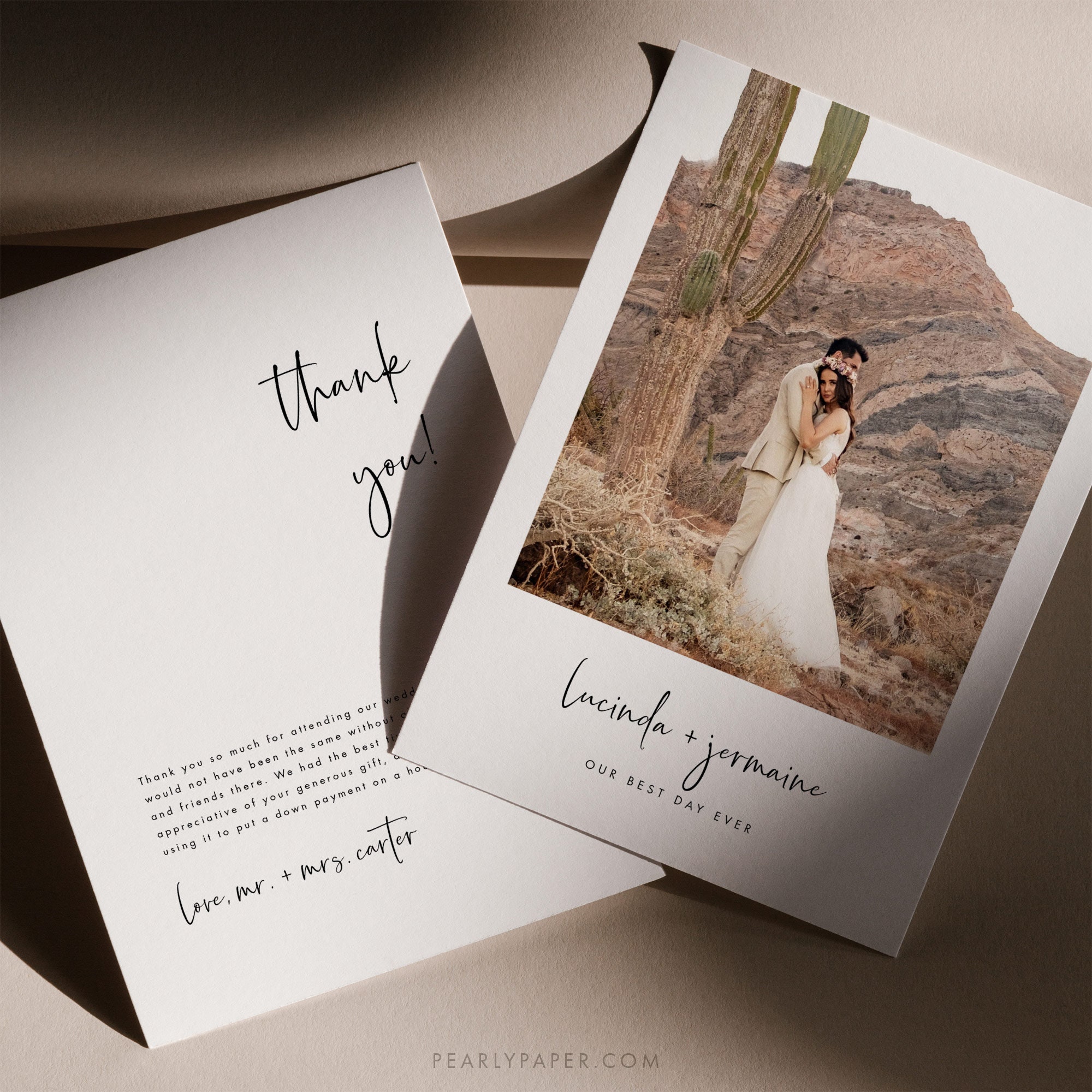 Minimalist Wedding Thank You Card Template Digital Download, Printable ...