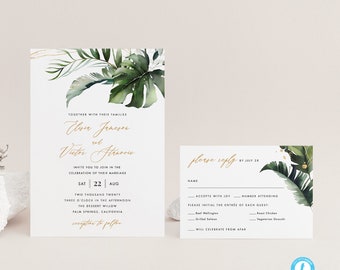 Destination Wedding Invitation Set Invitation Template download Hawaiian Wedding Tropical Wedding Invite Tropical Invitation 23