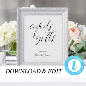 Wedding Cards and Gifts Sign Template Printable Cards and Gifts Sign Wedding sign Modern Elegant Simple sign Instant download Templett