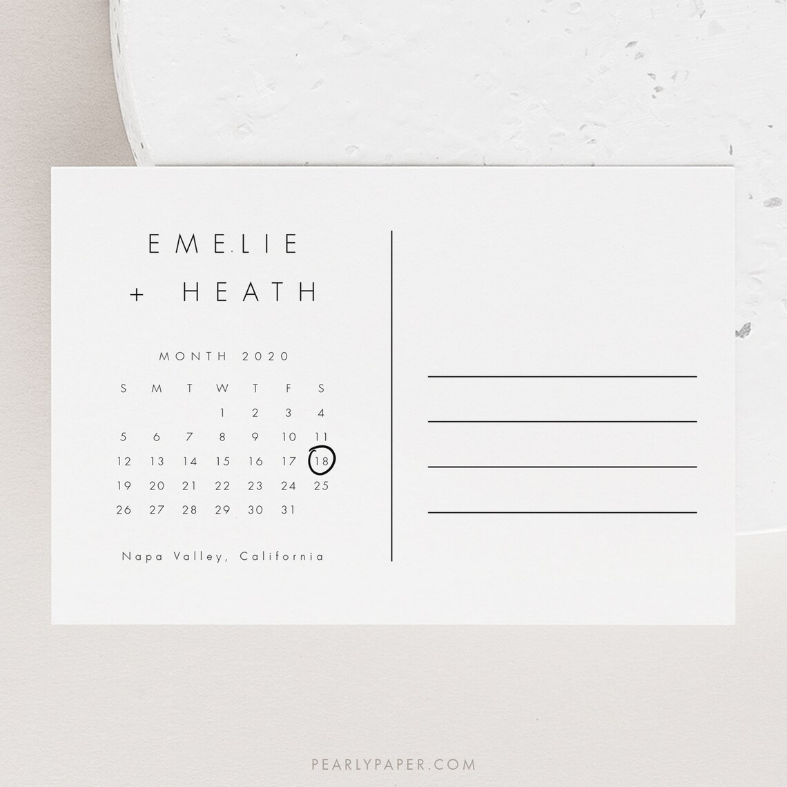Calendar Save the Date Postcard Template Download Editable Etsy