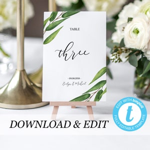 Rustic table numbers template, Templett, printable template, wedding DIY table numbers, Printable pdf, instant download #020