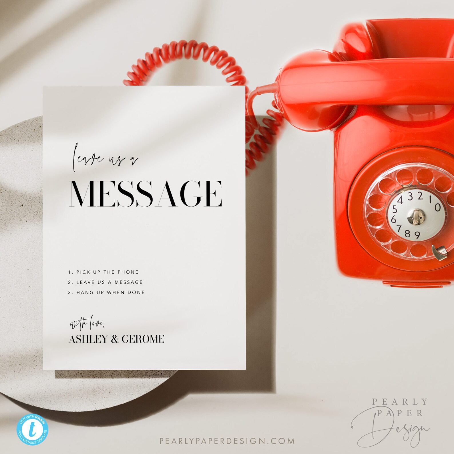 Write A Message Sign Phone Message Guest Book Sign, Audio Guestbook Sign Template, Modern ...
