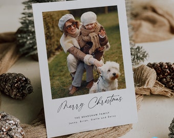 Printable Christmas Card Template, Photo Christmas Card Templett Editable Christmas Greeting Card