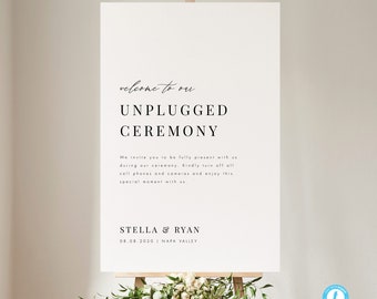 Minimalist Unplugged Wedding Sign Template Download Modern Unplugged Ceremony Sign Printable Unplugged Signs Templett 24