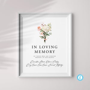 In Loving Memory Wedding Template Download Wedding Sign Memory Sign Printable Wedding Table Sign Floral Pink and Peach Sign 17