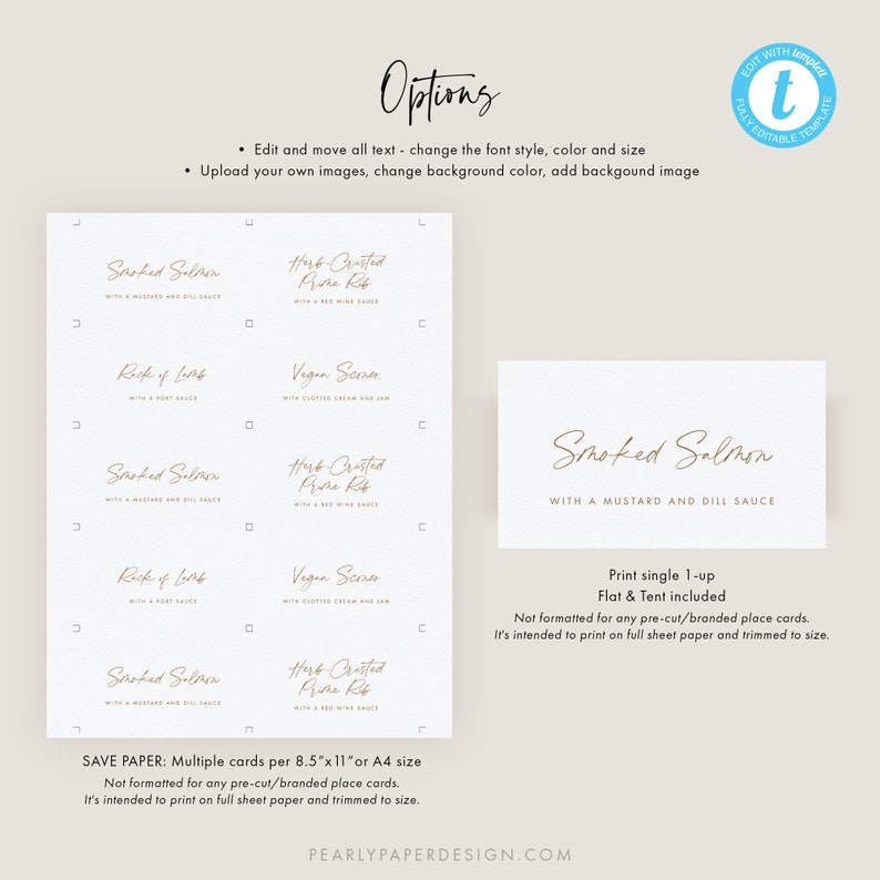 Script Text Buffet Buffet Card Template Wedding Buffet Label Script Modern Simple ...