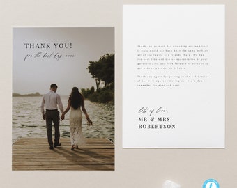 Modern Wedding Thank You card template download Folded thank you Printable thank you card with Photo thank you Editable Thank you 24