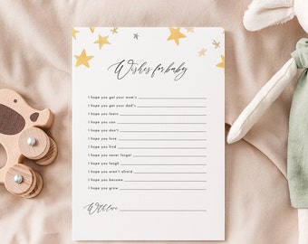 Plantilla de juego de deseos para baby shower, juegos de baby shower, plantillas de juegos de deseos imprimibles, juegos virtuales, deseos para bebés