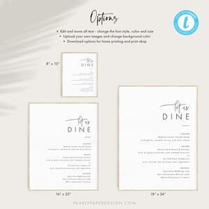 Menu Sign Template, Minimalist Buffet Menu Sign, Wedding Menu Poster ...