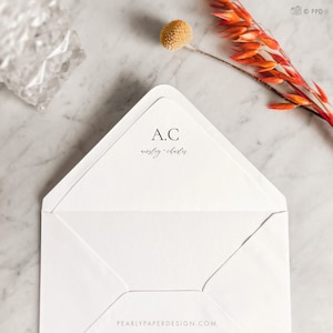 Envelope Liner Template, Elegant Envelope Liner, Monogram Envelope Liner, Printable Liner, Personalized Envelope Liner, Templett #30