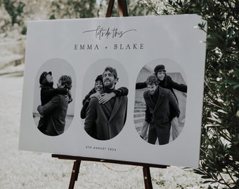 Wedding Photo Welcome Sign Template, Modern Wedding Welcome Sign Template Download, Printable Welcome Poster, Editable Sign #52