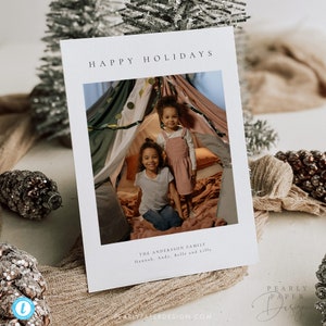 Modello di biglietto di auguri con foto, biglietto di Natale minimalista, modello di biglietto di Natale semplice, biglietto di auguri di buone feste, Templett