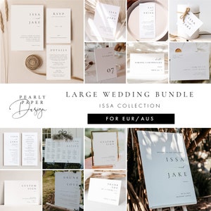 Wedding Bundle Download, Wedding Invitation Template, Program Place cards Table number Thank you tag, Welcome Sign Custom sign #ISSA
