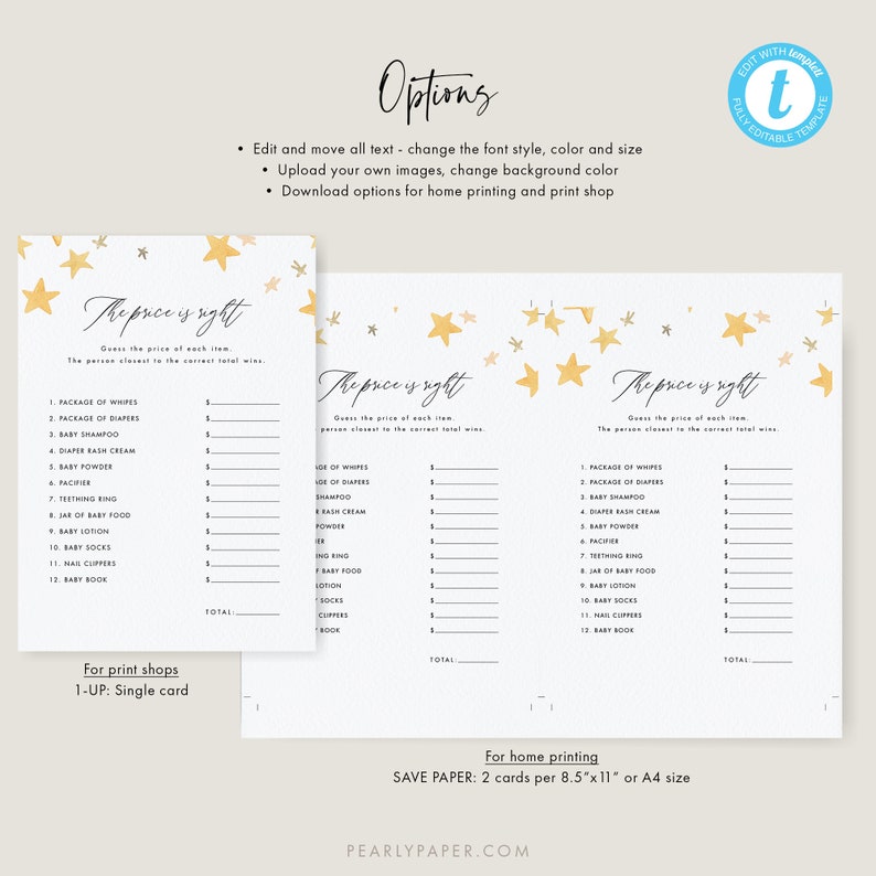 Price is Right Baby Shower Game Template Printable Shower - Etsy
