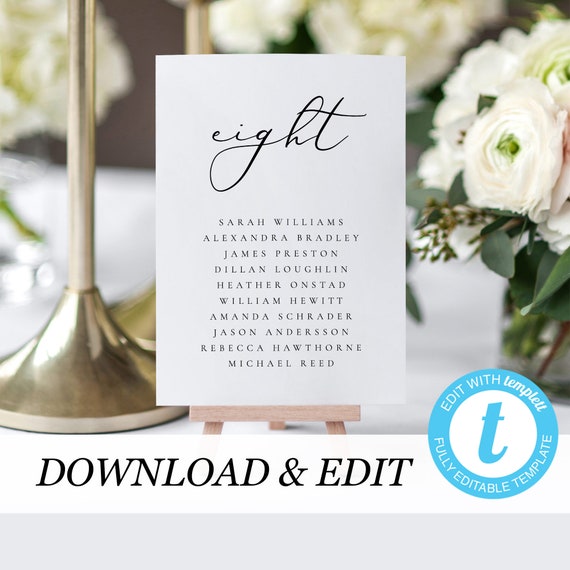 Wedding Table Seating Chart Cards