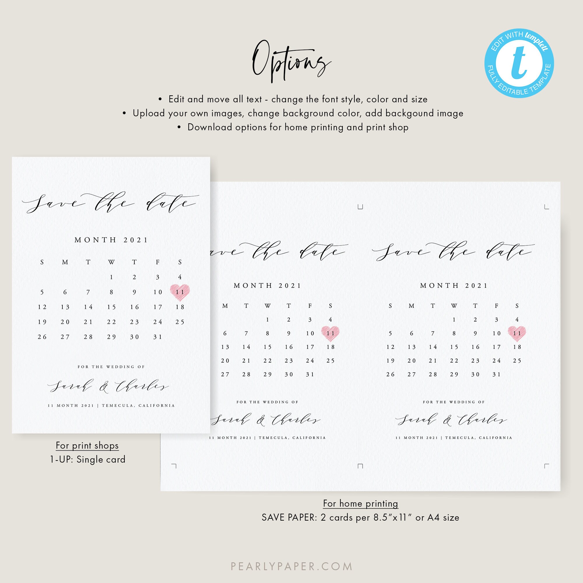 Printable Calendar Save the Date Template Printable Save Our | Etsy
