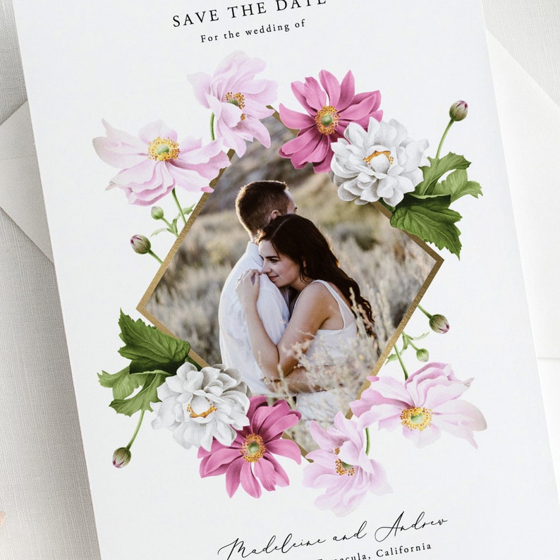 Photo Save the Date Printable Invitation Template, Templett, floral invitation elegant printable wedding invite Wedding DIY 13 image 3