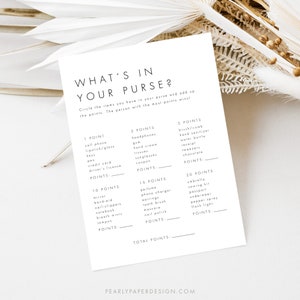 What's in Your Purse Baby Shower Game Template, Baby Shower Purse Game ...