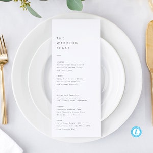 Pobierz minimalistyczny szablon menu Nowoczesne menu weselne Proste karty menu Edytowalne menu Proste menu weselne DIY 21