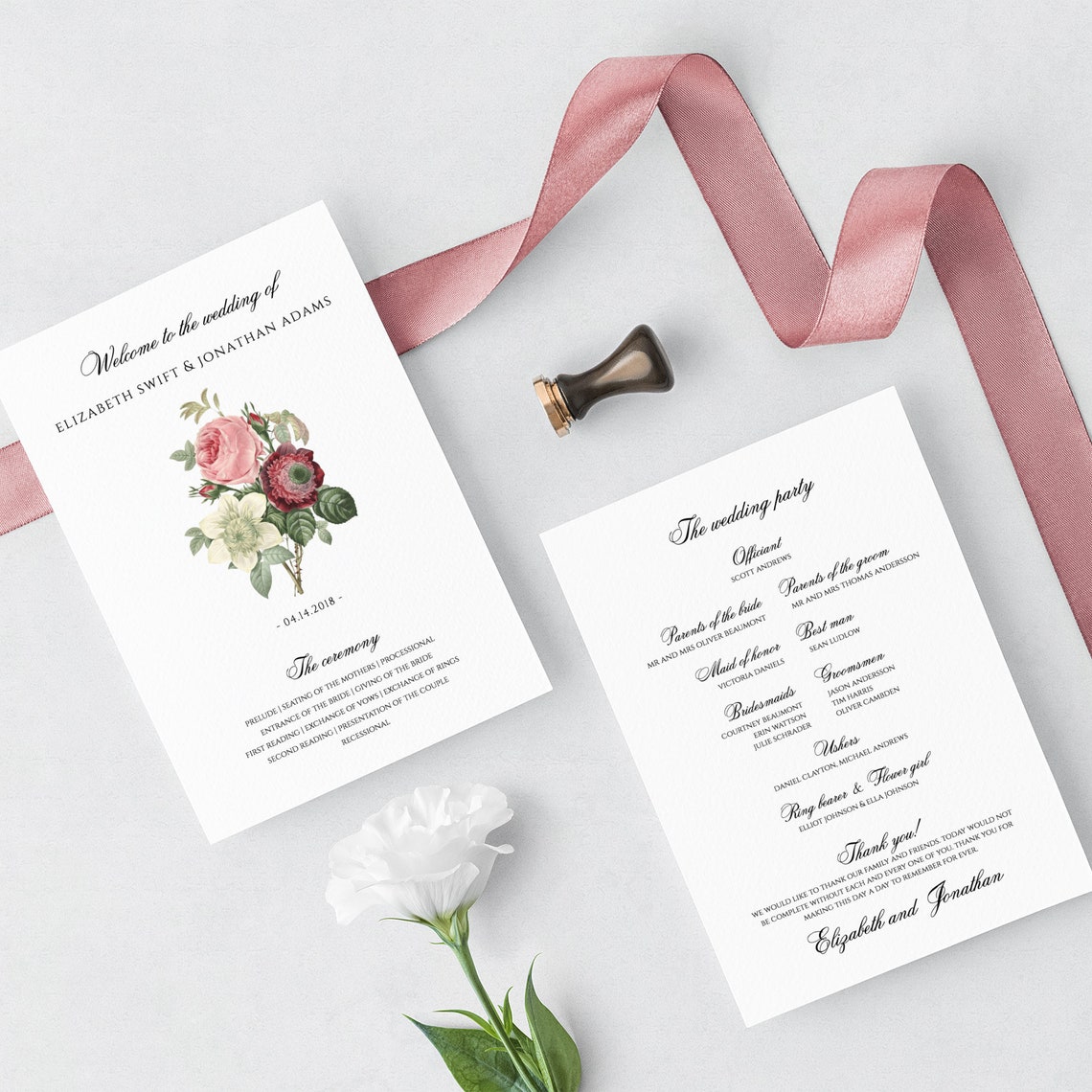 Marsala Wedding Program Template Printable Editable Wedding - Etsy