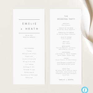 Modern Wedding Program Template Simple Ceremony Program template Simple Editable Program Printable Order of Service #32