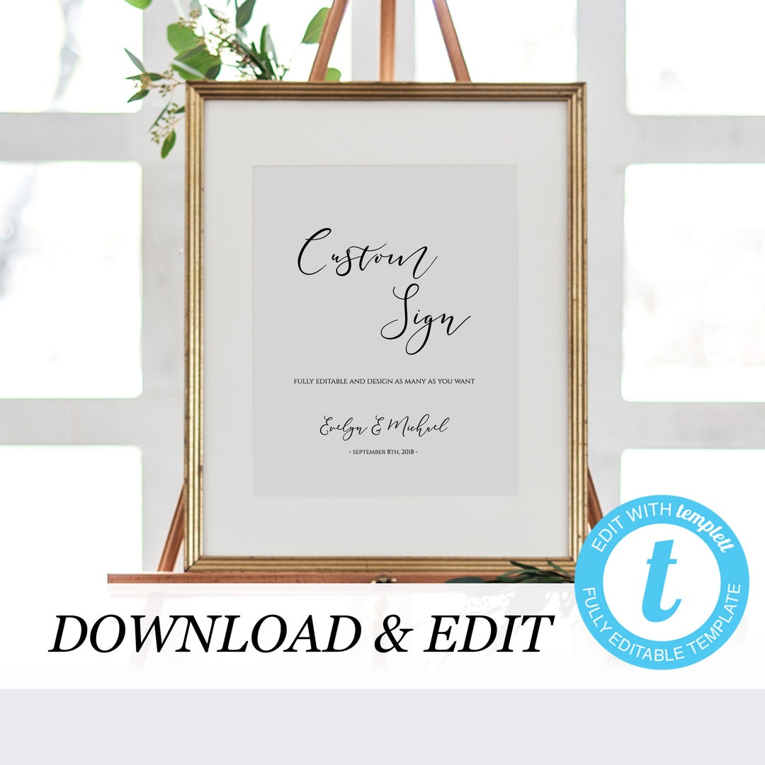 Custom Wedding Sign Template Printable Wedding Sign Editable Wedding ...