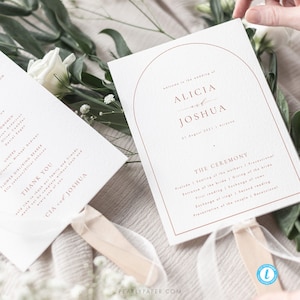 Desert Wedding Ceremony program Fan Template Download Arched Program Simple modern Wedding program Fan Templett printable Fan #39