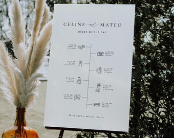 Minimalist Order of Events Template Wedding Timeline Sign Modern Order of the Day Printable Order of Events Templett #CELINE