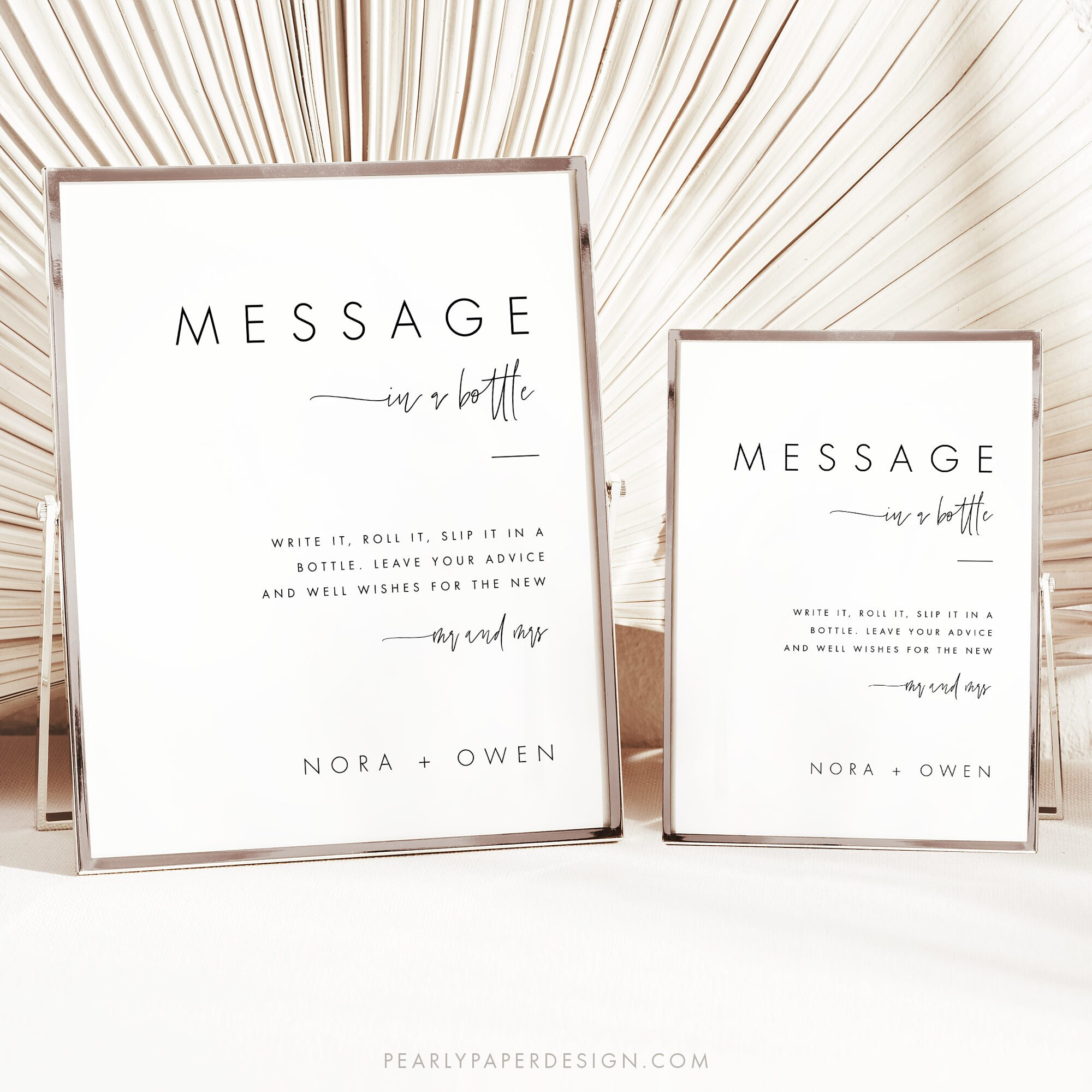 Message in A Bottle Sign Template, Minimalist Advice and Wishes Sign ...