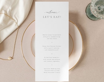Printable Menu Template Download Modern Wedding Menu Simple Menu Cards Editable Menu Simple wedding menu Templett #CELINE