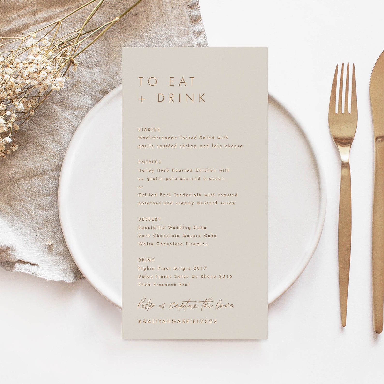 Beige Menu Template Download Desert Wedding Menu Simple Menu Cards Sand ...