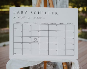 Due Date Calendar Sign Template Baby Shower Calendar Game Modern Baby Shower Prediction Sign Printable Game Sign Templett #M36