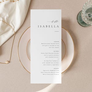 Elegante menusjabloon Download plaatskaart Modern bruiloftsmenu Moderne menukaarten Bewerkbaar menu bruiloft Templett #ISSA