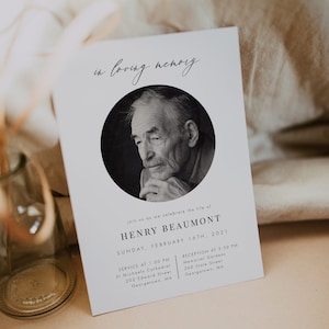 Funeral Announcement Template Minimalist Modern and Simple Funeral Invitation Templett Memorial Service Invite #FM05