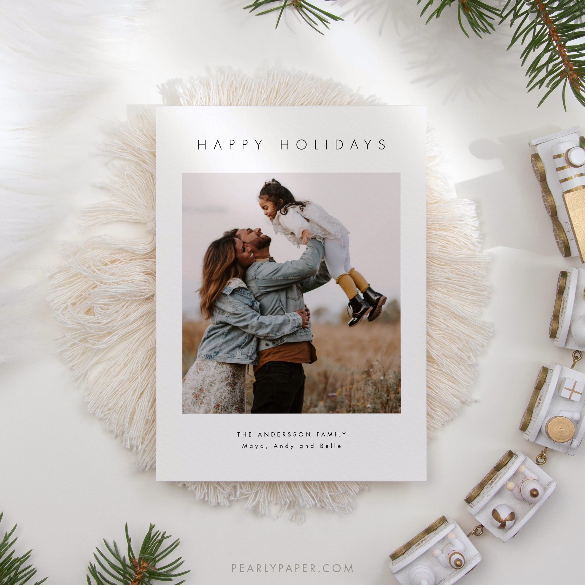 Printable Holiday Card Template Minimalist Photo Holiday | Etsy