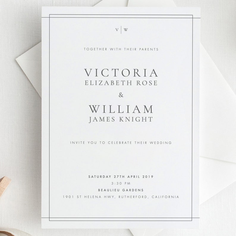 Classic Wedding Invitation Template Simple and Modern Wedding invite Editable Wedding Invitation DIY invite Templett 14 image 4