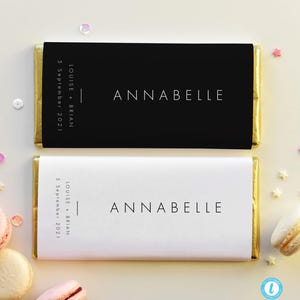 Modello di involucro minimalista per barrette di cioccolato, modello di involucro di cioccolato per segnaposto per matrimonio, modello di involucro di cioccolato stampabile n. 21