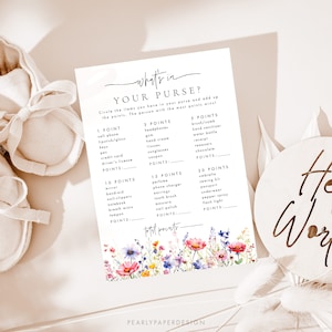 What's in Your Purse Baby Shower Game Template, Floral Baby Shower ...