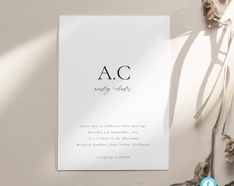 Minimalist Modern Wedding Invitation Template Download Printable Wedding Invite Simple Wedding Invitation Templett editable Wedding 30