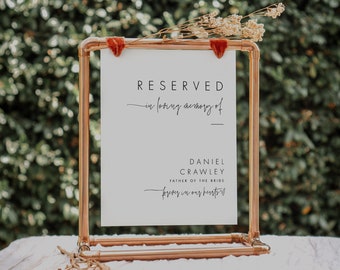 In loving Memory Sign Template, Reserved Seating Memorial Sign, Minimalist Seating Sign With Photo, Templett #064