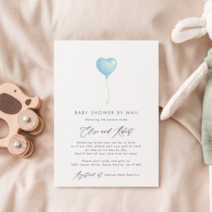 Blue Baby Shower by Mail Template Download Baby Shower from Afar Invitation Printable Baby Boy Baby Shower Templett