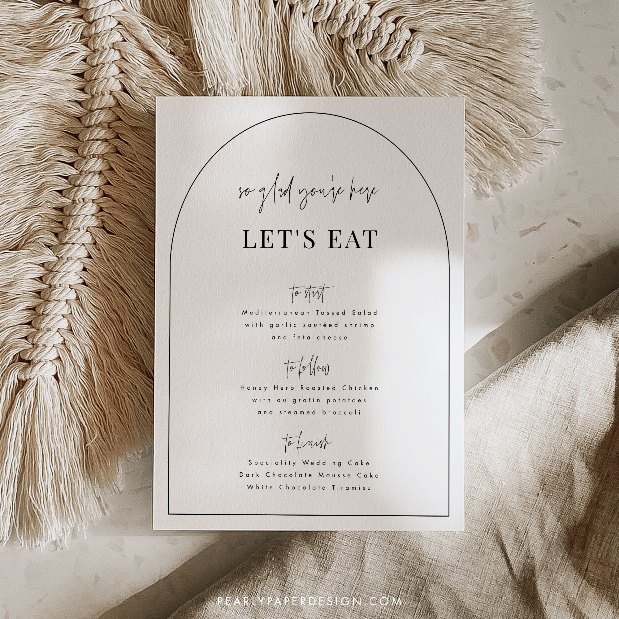 Arched Menu Template Download Modern Wedding Menu Arch Menu Editable ...
