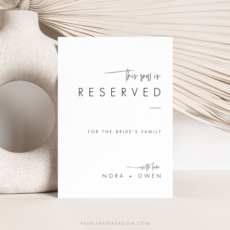 Minimalist Seating Sign Template, Reserved Seating Sign, Printable ...