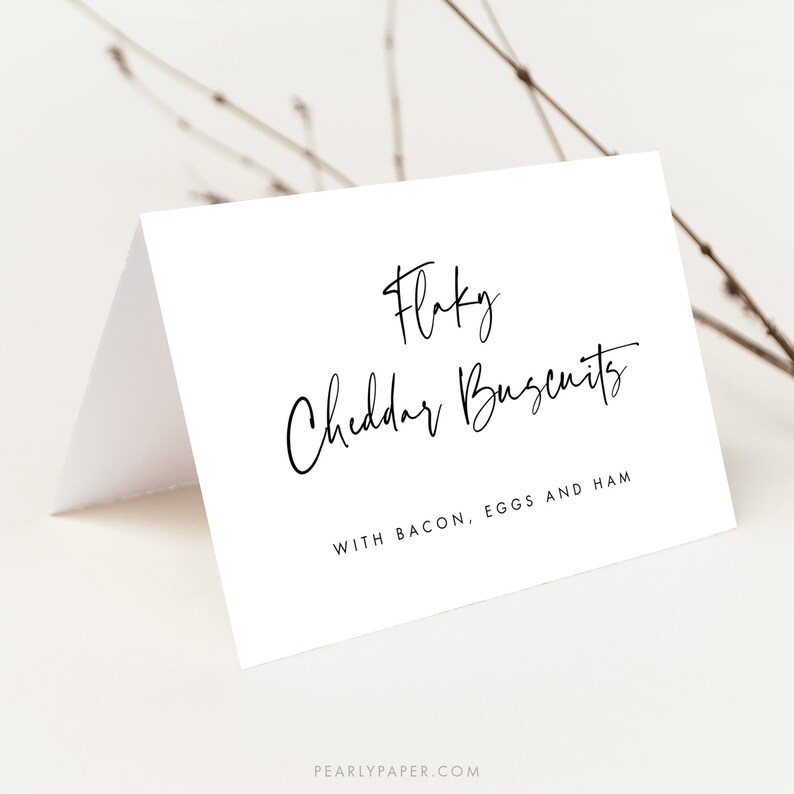 Script Text Buffet Modern Buffet Card Template Wedding Buffet Label Modern Script Buffet ...