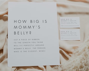 Guess How Big Mommy's Belly Is Template, Minimalist Baby Shower Game, Printable  Baby Shower Sign, Editable template Templett #M21