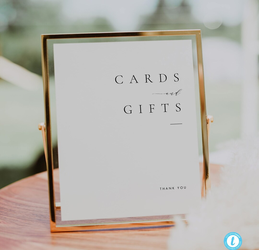 Printable Cards and Gifts Sign Template Download Modern Wedding Gifts ...