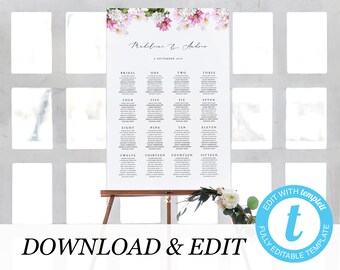 Floral Seating Chart Template, Printable Wedding Seating Sign, Instant Download, Fully Editable, Boho Wedding, Templett, Instant Download 13