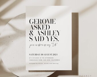 Plantilla de invitación de boda moderna, invitación de boda imprimible, invitación de boda minimalista Templett Wedding Invites #059
