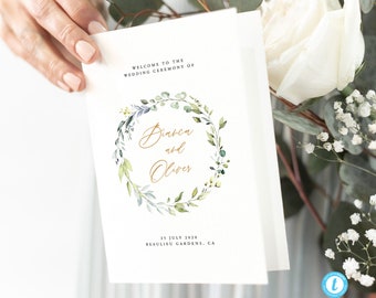 Wedding Ceremony Program template Rustic Ceremony Folded Program Booklet Printable Editable Program 18