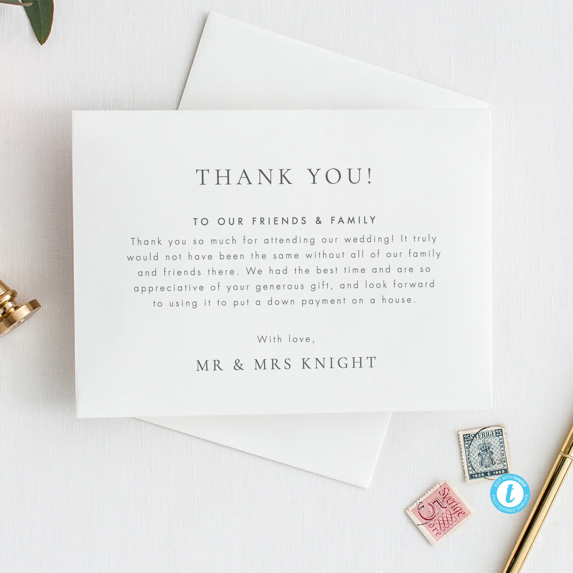 Classic Wedding Thank You Template Download Elegant Thank You Note